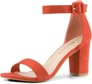 Allegra K Women's Open Toe High Chunky Heel Buckle Ankle Strap Sandals