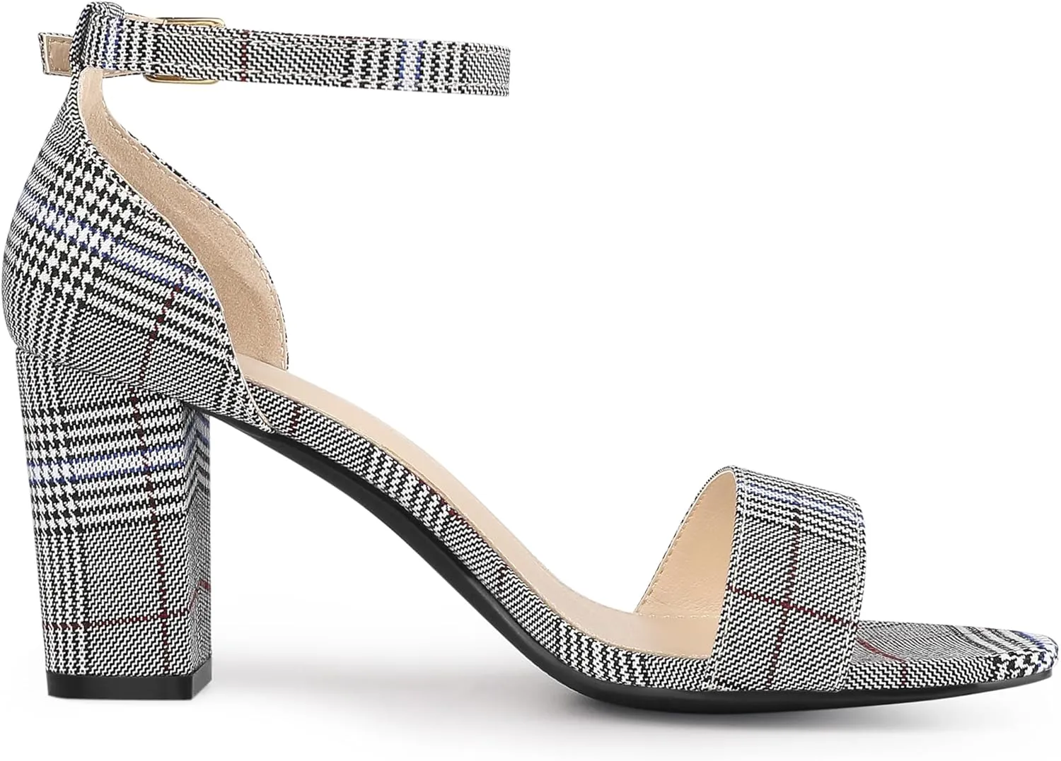 Allegra K Women's Open Toe Printed Ankle Strap Chunky High Heel Sandals