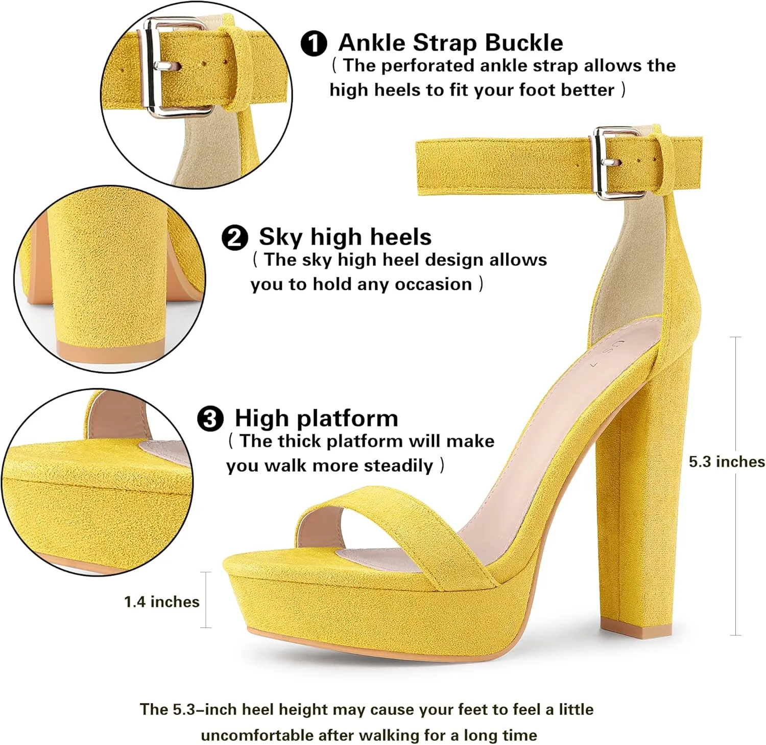 Allegra K Women's Platform High Heel Ankle Strap Chunky Heels Sandals