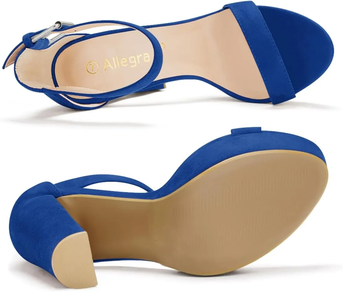 Allegra K Women's Platform High Heel Ankle Strap Chunky Heels Sandals