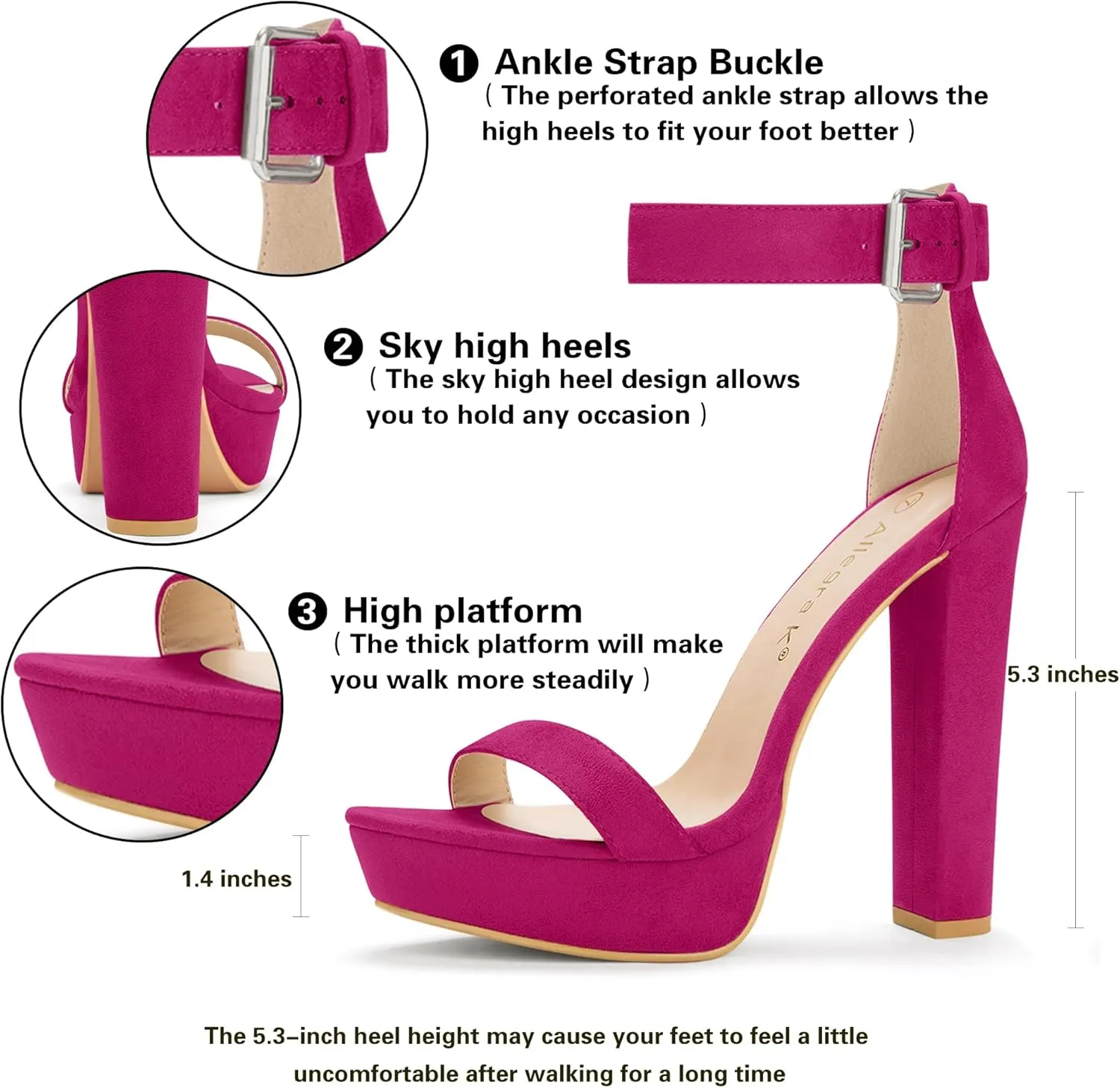 Allegra K Women's Platform High Heel Ankle Strap Chunky Heels Sandals
