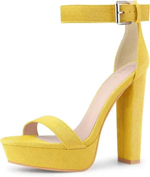 Allegra K Women's Platform High Heel Ankle Strap Chunky Heels Sandals