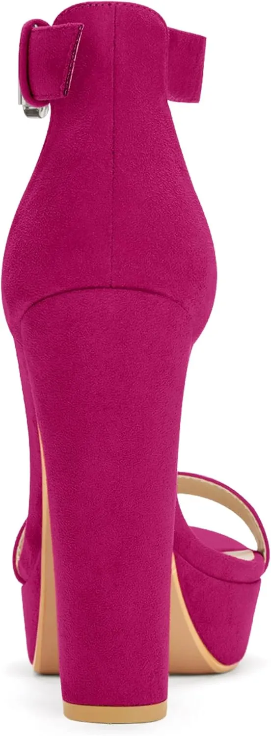 Allegra K Women's Platform High Heel Ankle Strap Chunky Heels Sandals