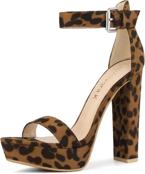 Allegra K Women's Platform High Heel Ankle Strap Chunky Heels Sandals