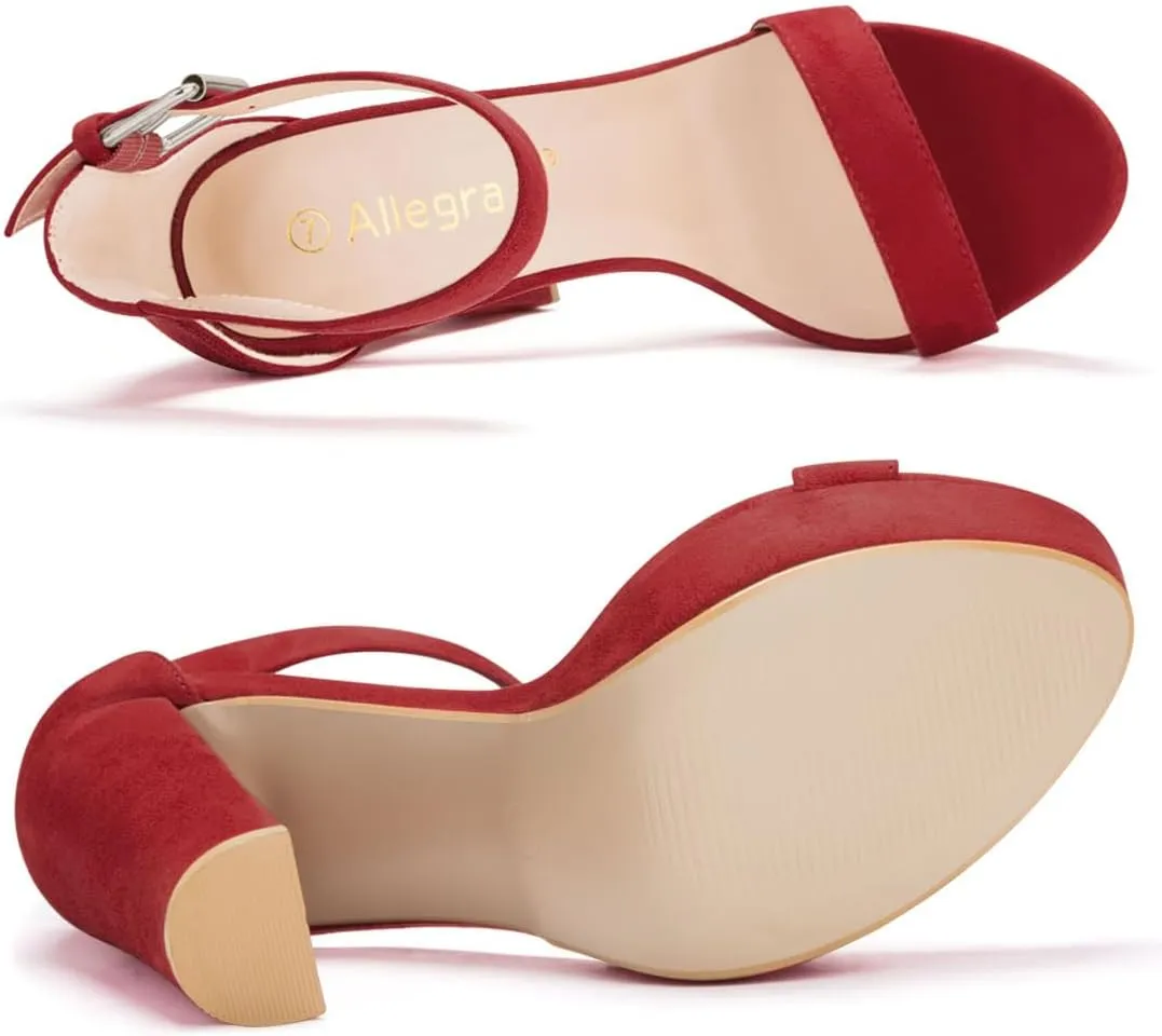 Allegra K Women's Platform High Heel Ankle Strap Chunky Heels Sandals