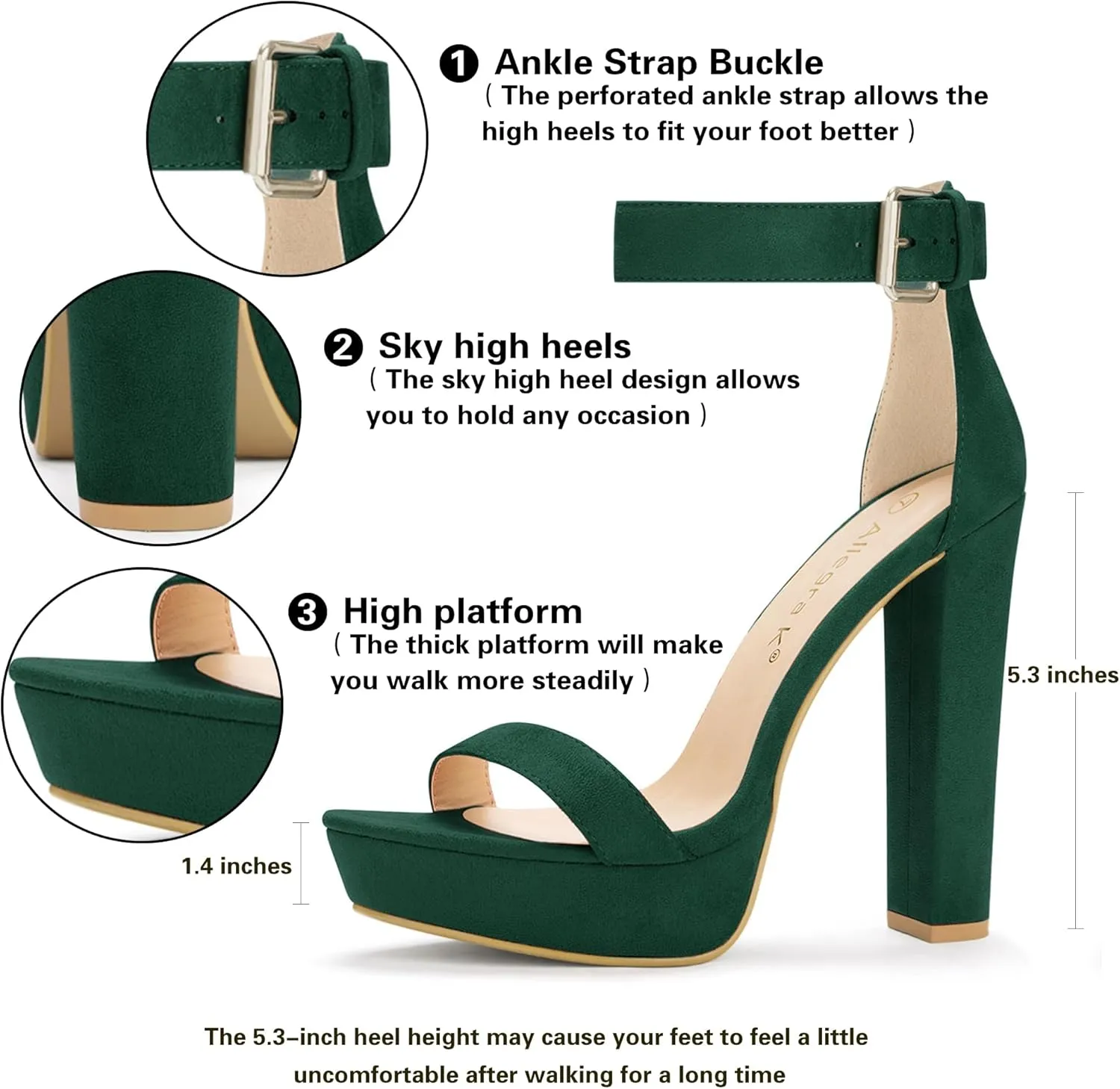 Allegra K Women's Platform High Heel Ankle Strap Chunky Heels Sandals