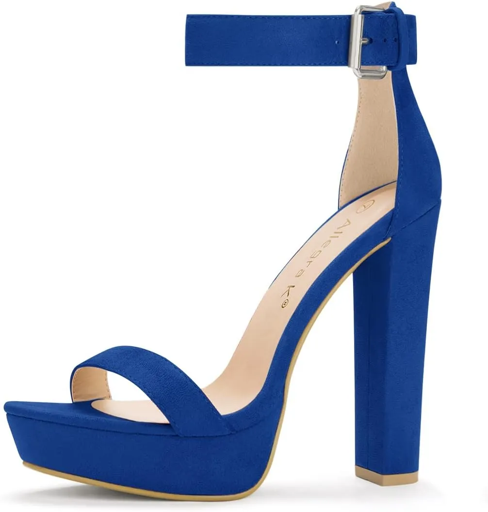 Allegra K Women's Platform High Heel Ankle Strap Chunky Heels Sandals