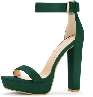 Allegra K Women's Platform High Heel Ankle Strap Chunky Heels Sandals