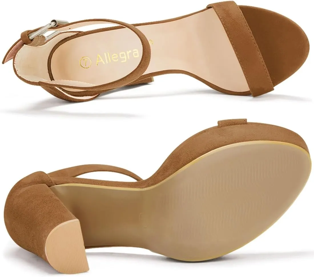 Allegra K Women's Platform High Heel Ankle Strap Chunky Heels Sandals