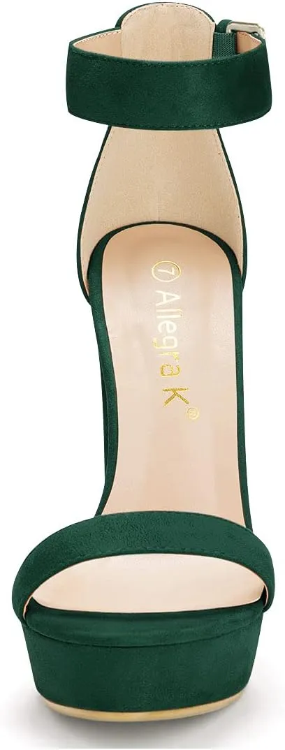 Allegra K Women's Platform High Heel Ankle Strap Chunky Heels Sandals