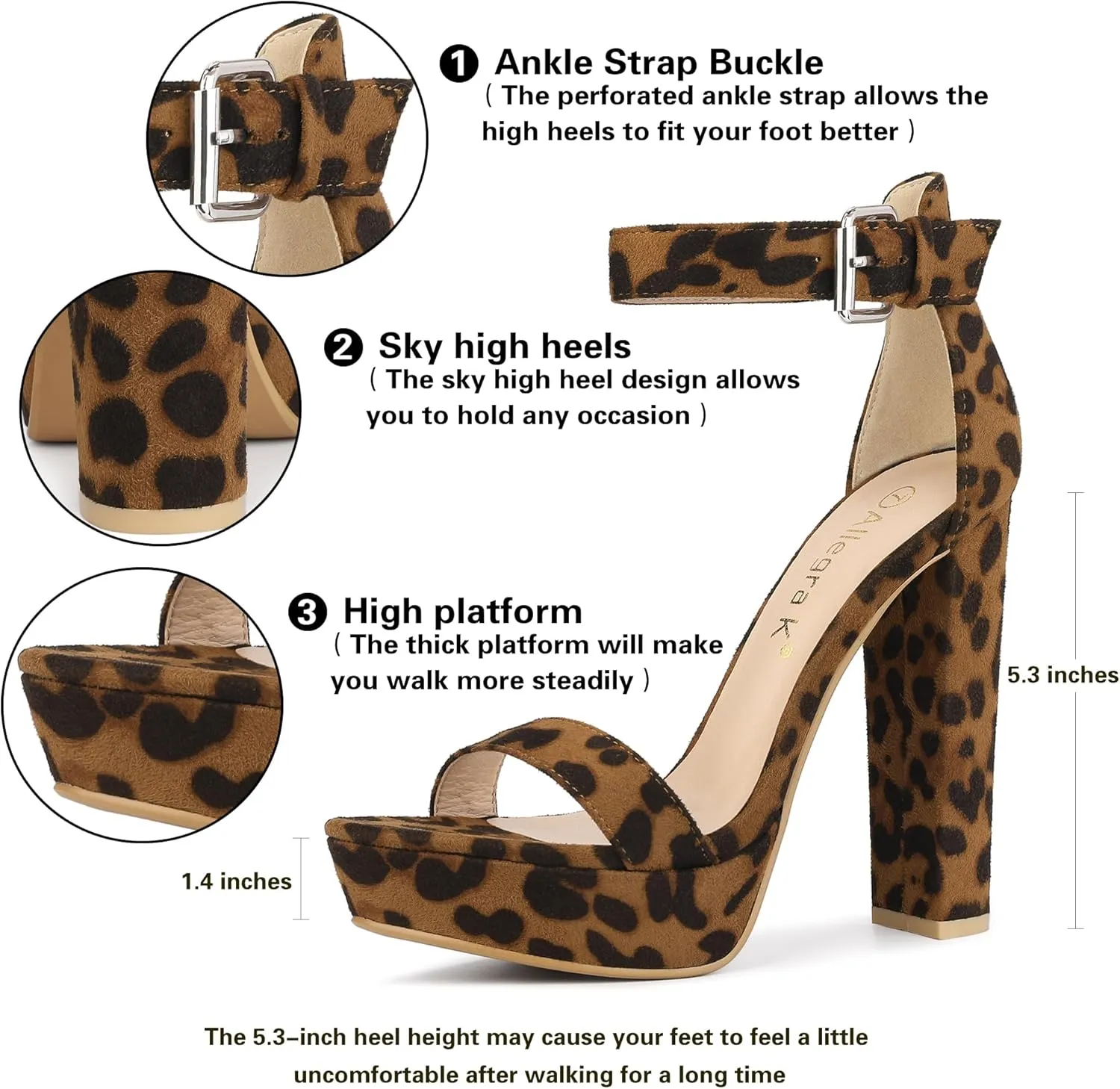 Allegra K Women's Platform High Heel Ankle Strap Chunky Heels Sandals