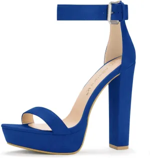 Allegra K Women's Platform High Heel Ankle Strap Chunky Heels Sandals