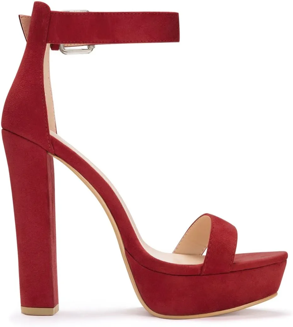 Allegra K Women's Platform High Heel Ankle Strap Chunky Heels Sandals