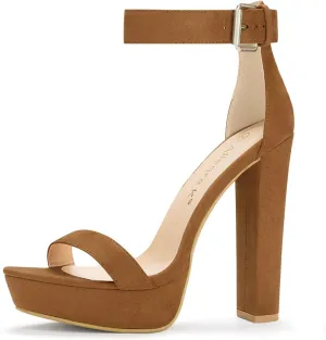 Allegra K Women's Platform High Heel Ankle Strap Chunky Heels Sandals
