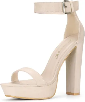 Allegra K Women's Platform High Heel Ankle Strap Chunky Heels Sandals