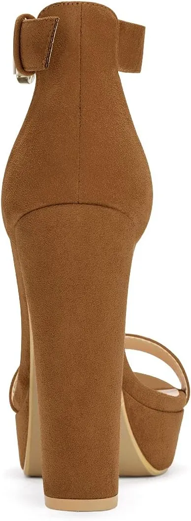 Allegra K Women's Platform High Heel Ankle Strap Chunky Heels Sandals
