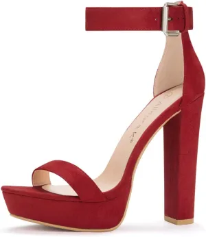 Allegra K Women's Platform High Heel Ankle Strap Chunky Heels Sandals