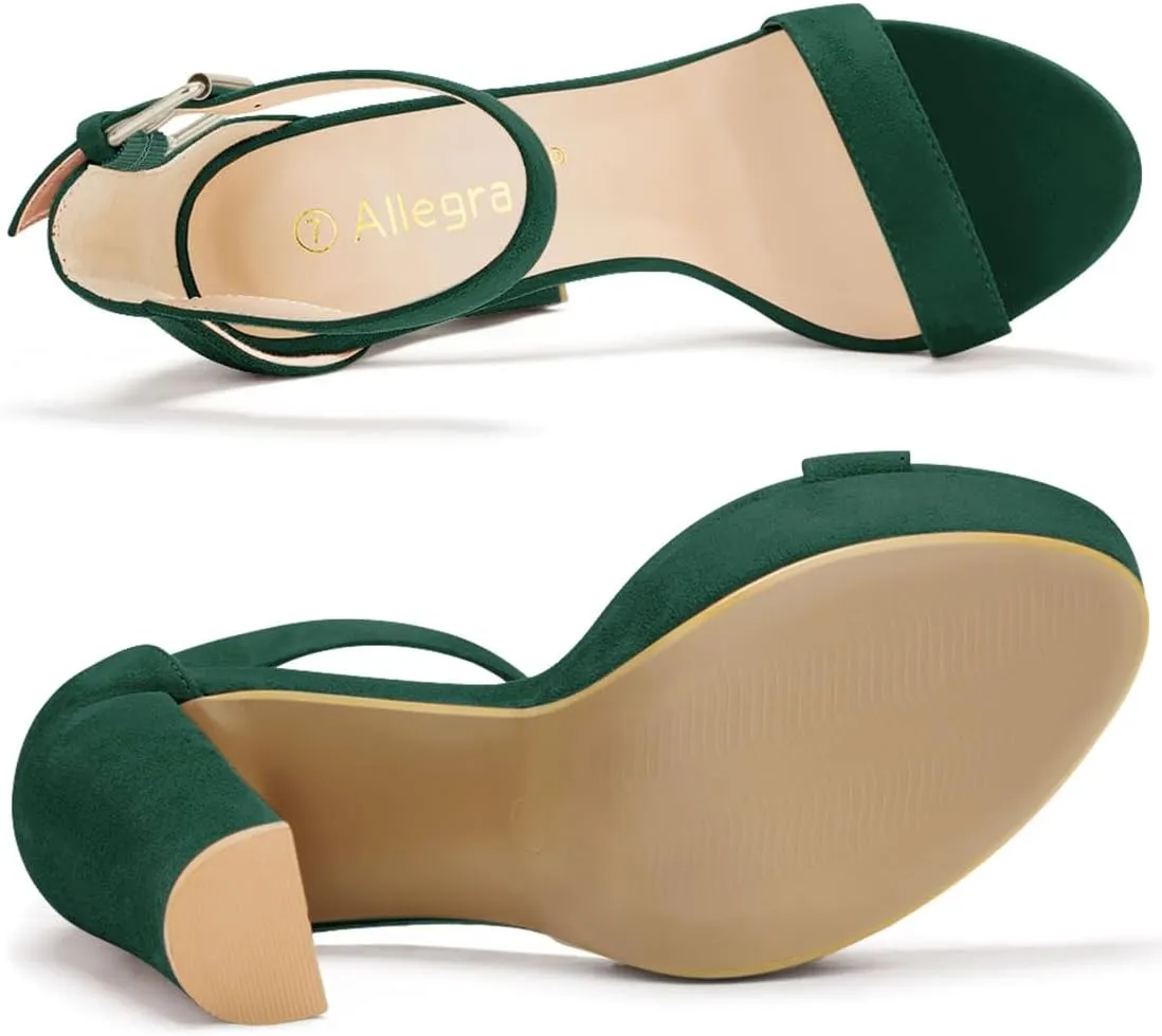 Allegra K Women's Platform High Heel Ankle Strap Chunky Heels Sandals