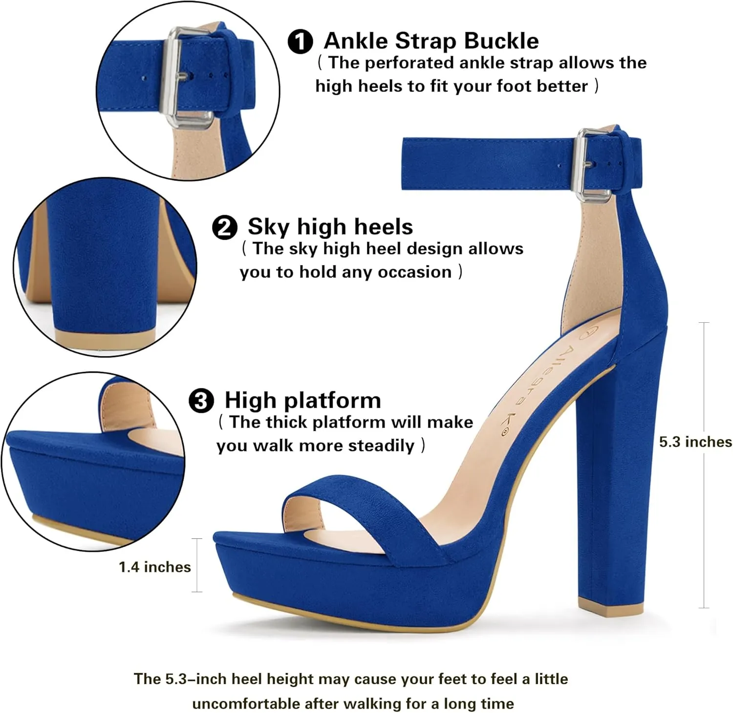 Allegra K Women's Platform High Heel Ankle Strap Chunky Heels Sandals