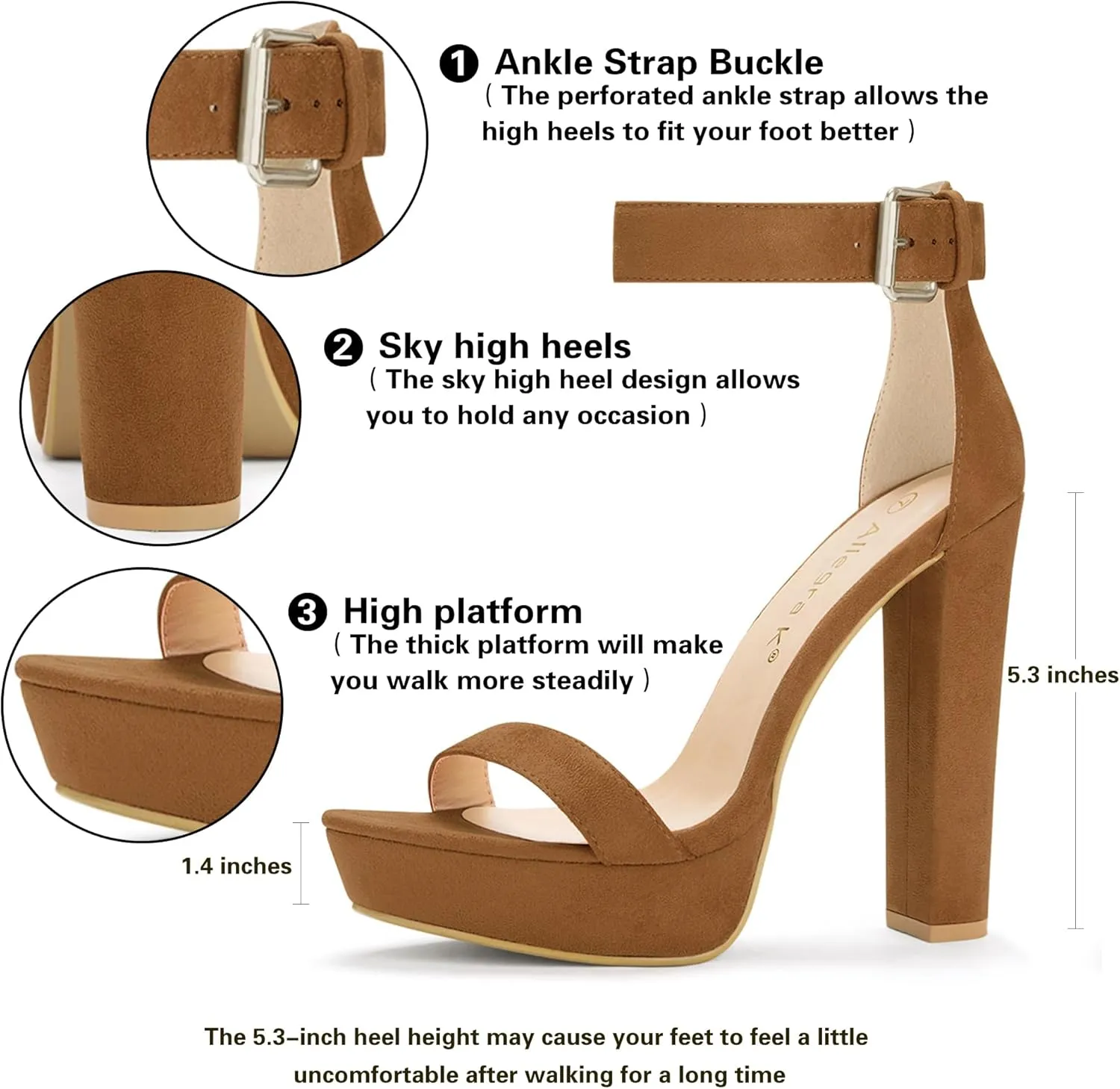 Allegra K Women's Platform High Heel Ankle Strap Chunky Heels Sandals