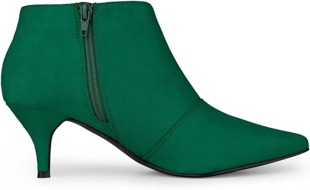 Allegra K Women's Pointed Toe Kitten Heel Cutout Ankle Boots