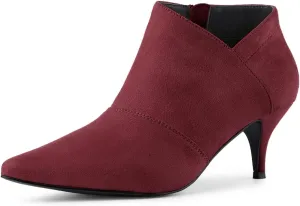 Allegra K Women's Pointed Toe Kitten Heel Cutout Ankle Boots