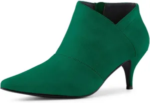 Allegra K Women's Pointed Toe Kitten Heel Cutout Ankle Boots