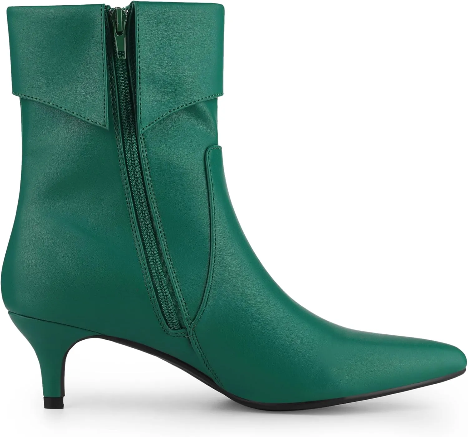 Allegra K Women's Pointed Toe Side Zip Kitten Heel Ankle Boots