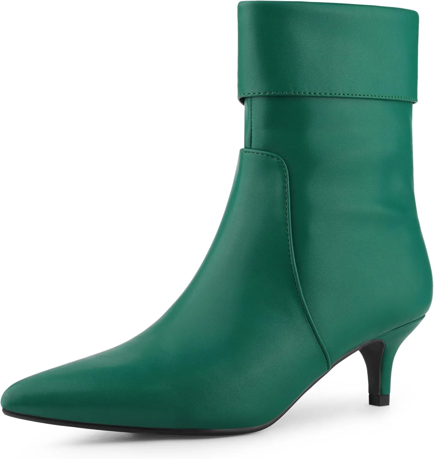 Allegra K Women's Pointed Toe Side Zip Kitten Heel Ankle Boots