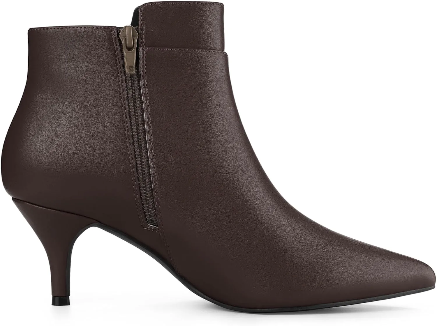Allegra K Women's Pointy Toe Zipper Buckle Decor Kitten Heels Ankle Boots