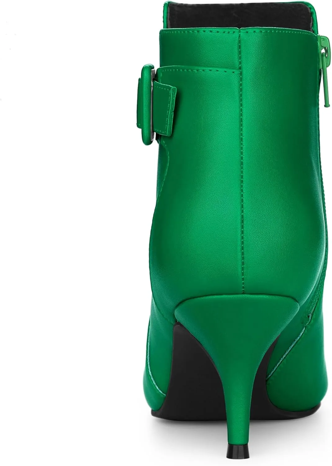 Allegra K Women's Pointy Toe Zipper Buckle Decor Kitten Heels Ankle Boots