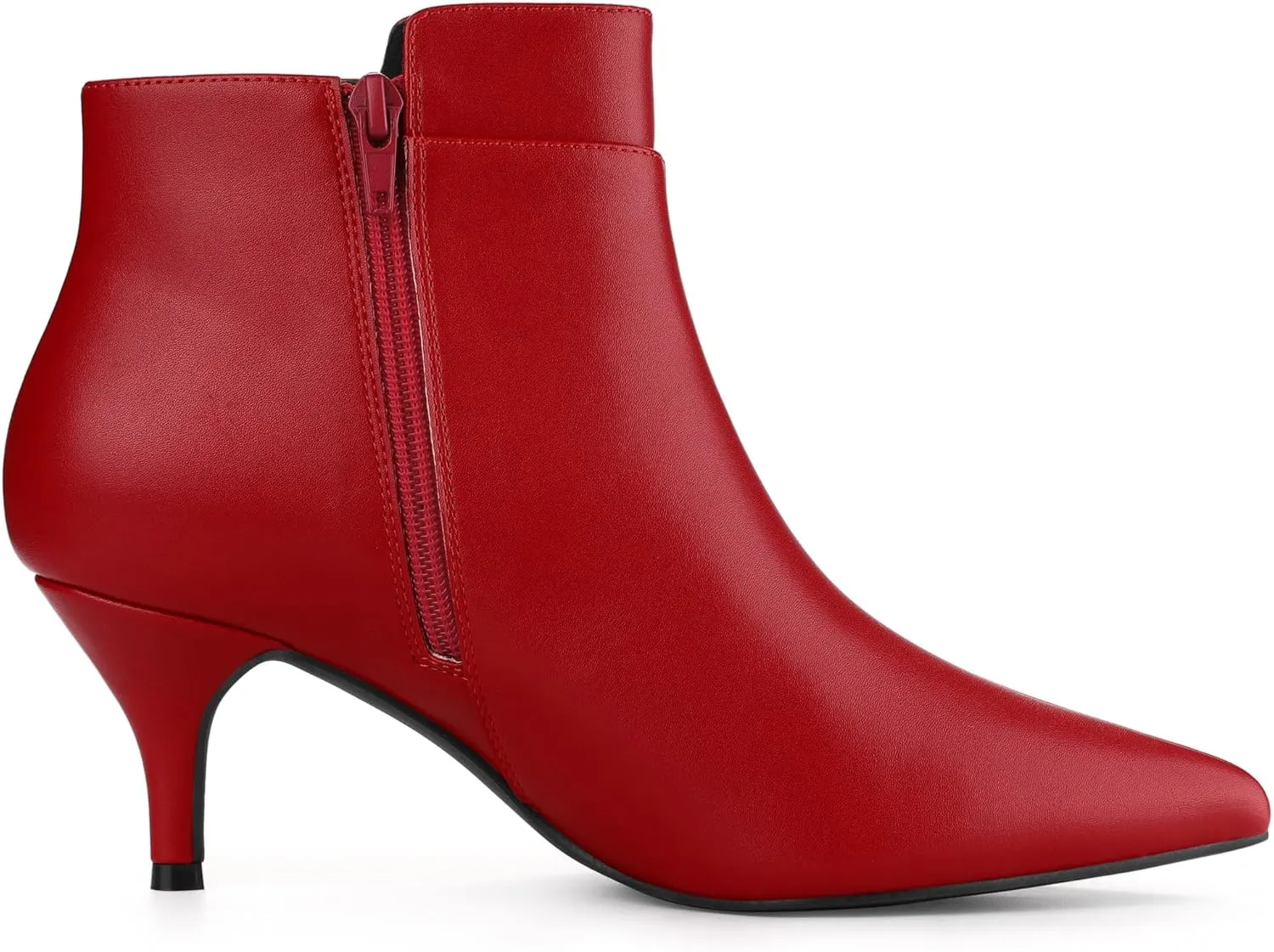 Allegra K Women's Pointy Toe Zipper Buckle Decor Kitten Heels Ankle Boots