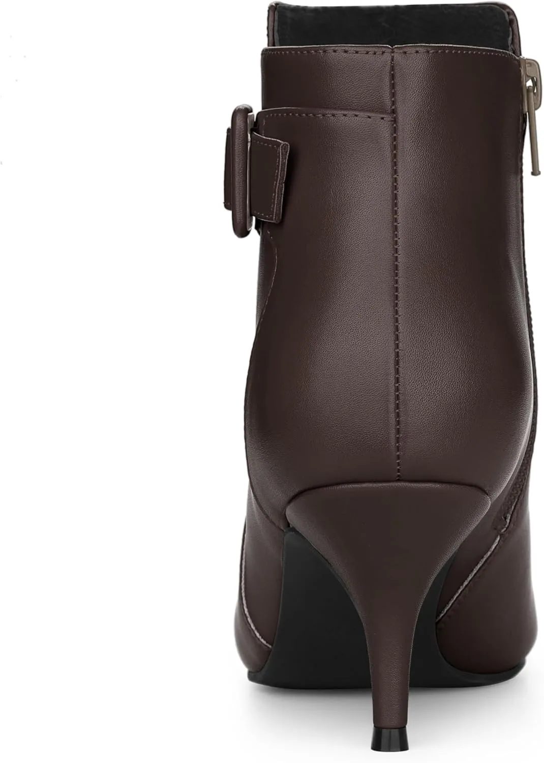 Allegra K Women's Pointy Toe Zipper Buckle Decor Kitten Heels Ankle Boots