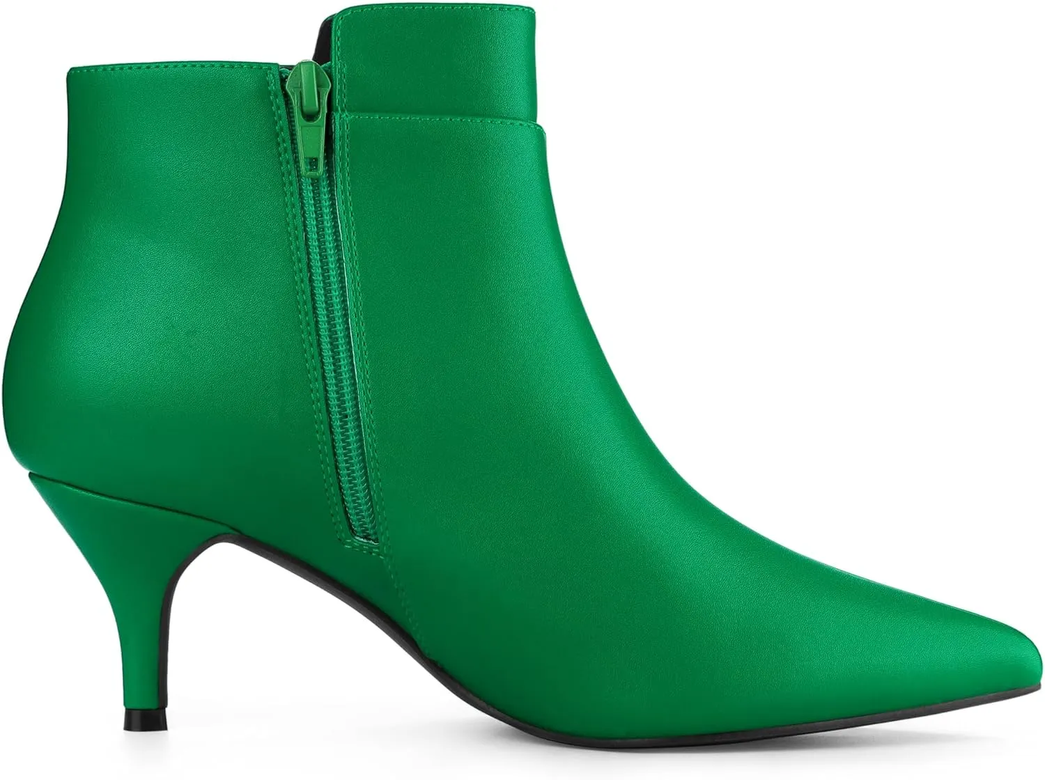 Allegra K Women's Pointy Toe Zipper Buckle Decor Kitten Heels Ankle Boots