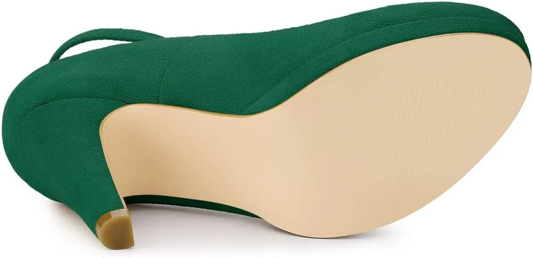 Allegra K Women's Round Toe Stiletto Heel Ankle Strap Pumps
