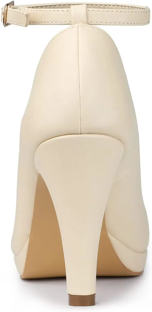Allegra K Women's Round Toe Stiletto Heel Ankle Strap Pumps
