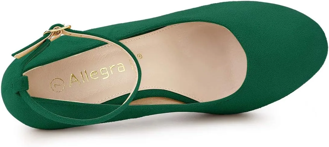 Allegra K Women's Round Toe Stiletto Heel Ankle Strap Pumps