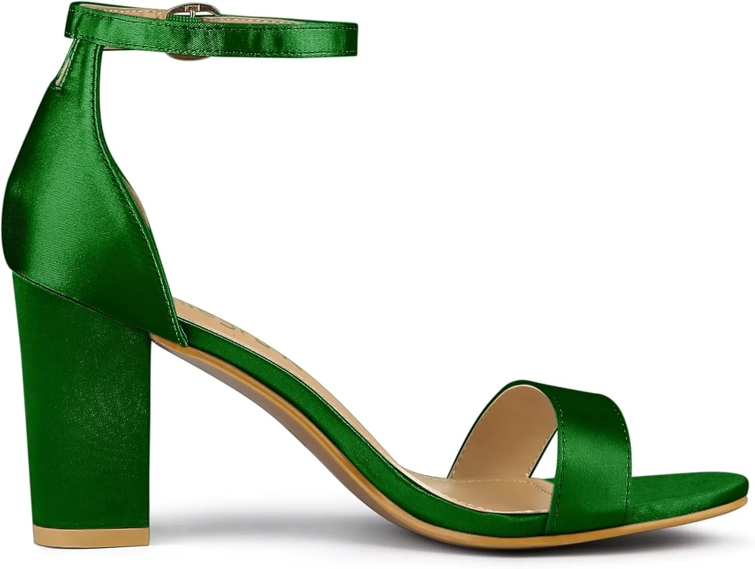 Allegra K Women's Satin Open Toe Ankle Strap Chunky Heels Sandals