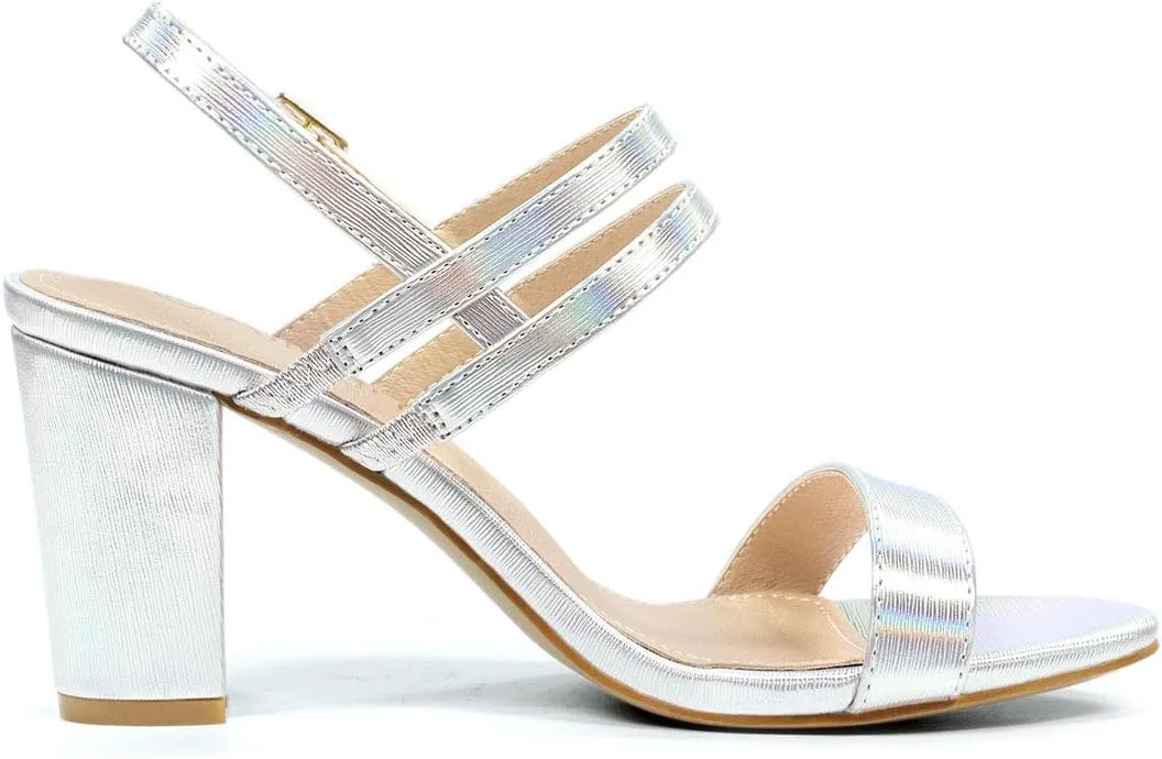Allegra K Women's Slingback Block Heel Ankle Strap Sandals