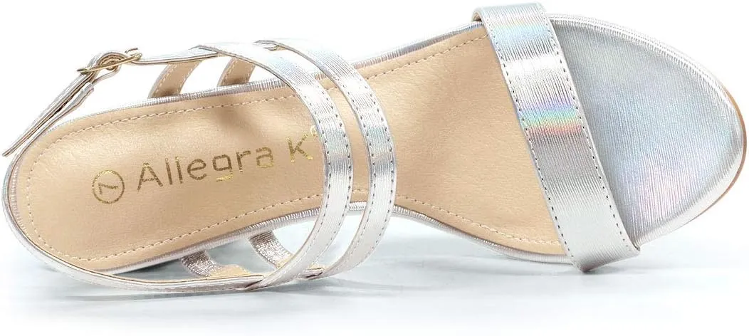 Allegra K Women's Slingback Block Heel Ankle Strap Sandals