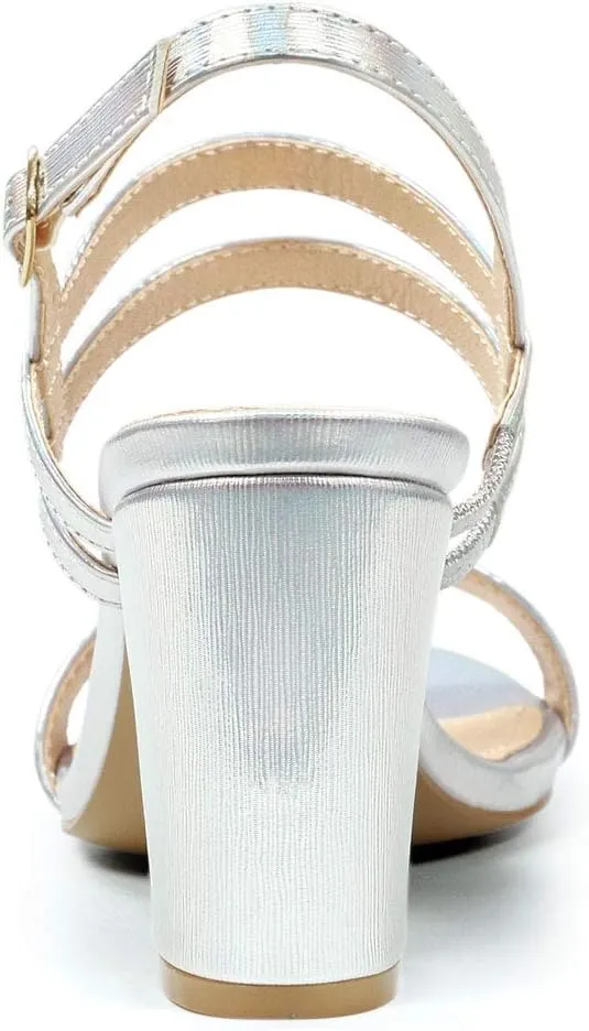 Allegra K Women's Slingback Block Heel Ankle Strap Sandals
