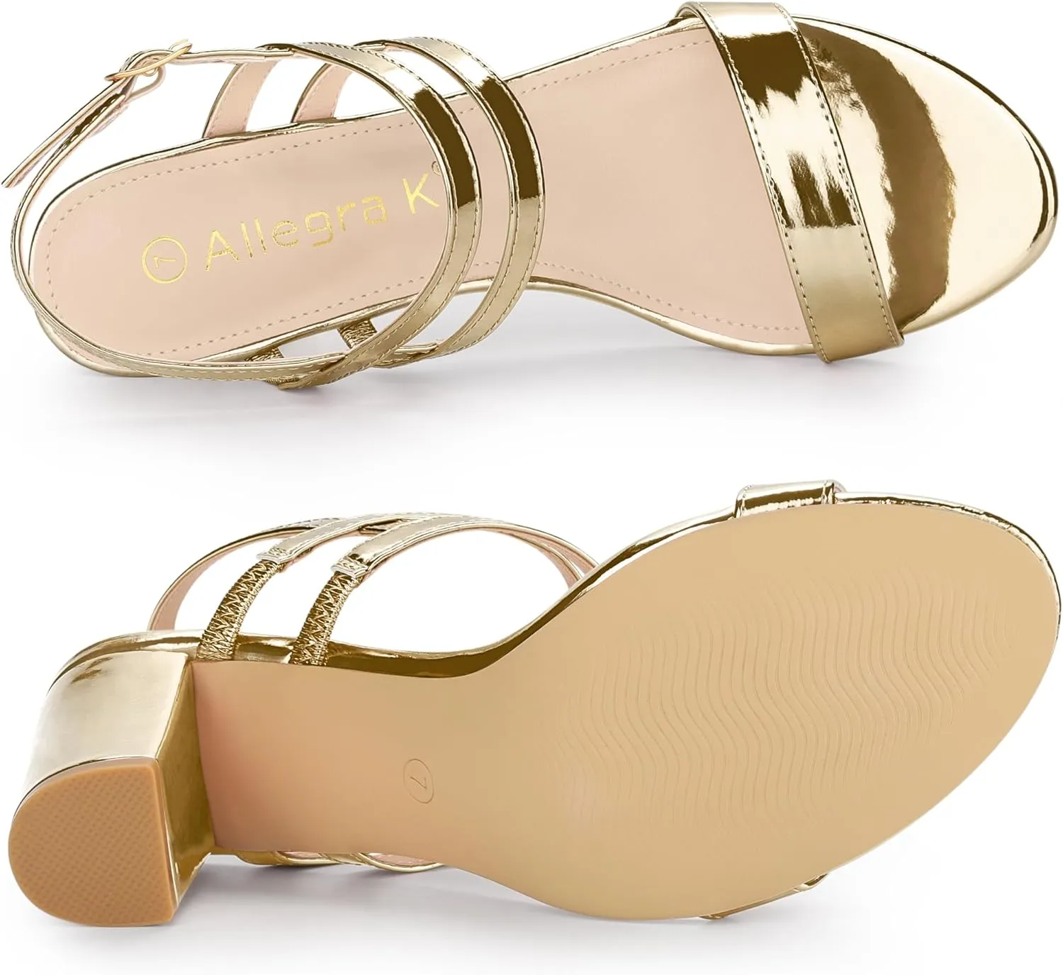 Allegra K Women's Slingback Block Heel Ankle Strap Sandals