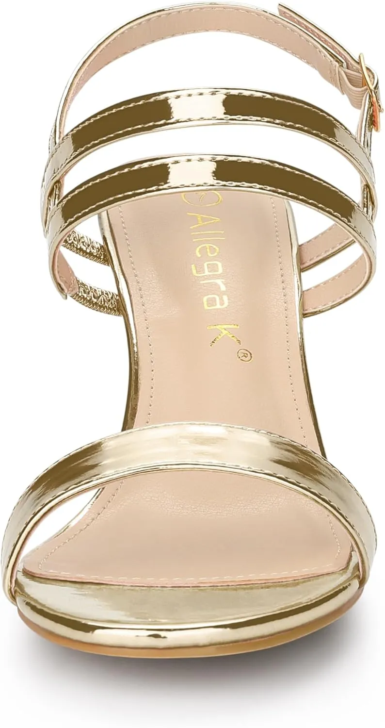 Allegra K Women's Slingback Block Heel Ankle Strap Sandals