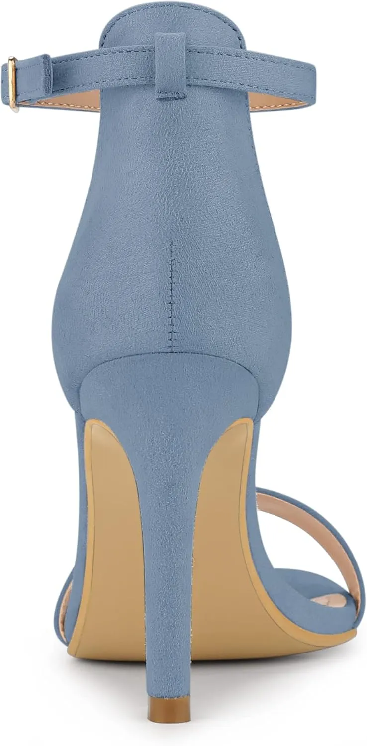 Allegra K Women's Suede Ankle Strap High Stiletto Heel Sandals