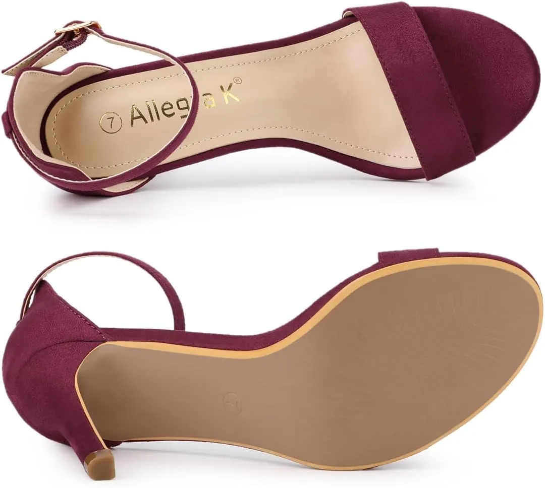 Allegra K Women's Suede Ankle Strap High Stiletto Heel Sandals