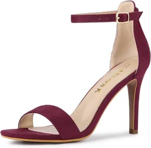 Allegra K Women's Suede Ankle Strap High Stiletto Heel Sandals