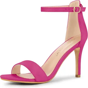 Allegra K Women's Suede Ankle Strap High Stiletto Heel Sandals
