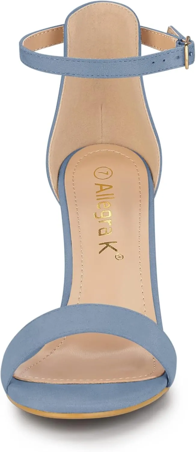 Allegra K Women's Suede Ankle Strap High Stiletto Heel Sandals