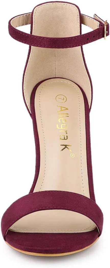 Allegra K Women's Suede Ankle Strap High Stiletto Heel Sandals