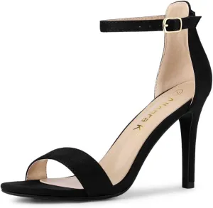 Allegra K Women's Suede Ankle Strap High Stiletto Heel Sandals